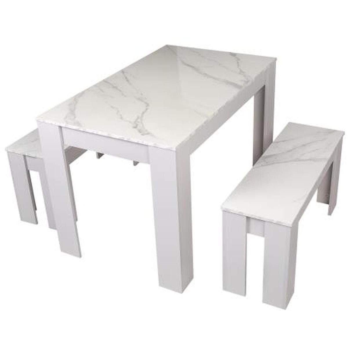 Kosy Koala Marble Effect Dining Table and 2 Benches Set - Marble Effect – image 6