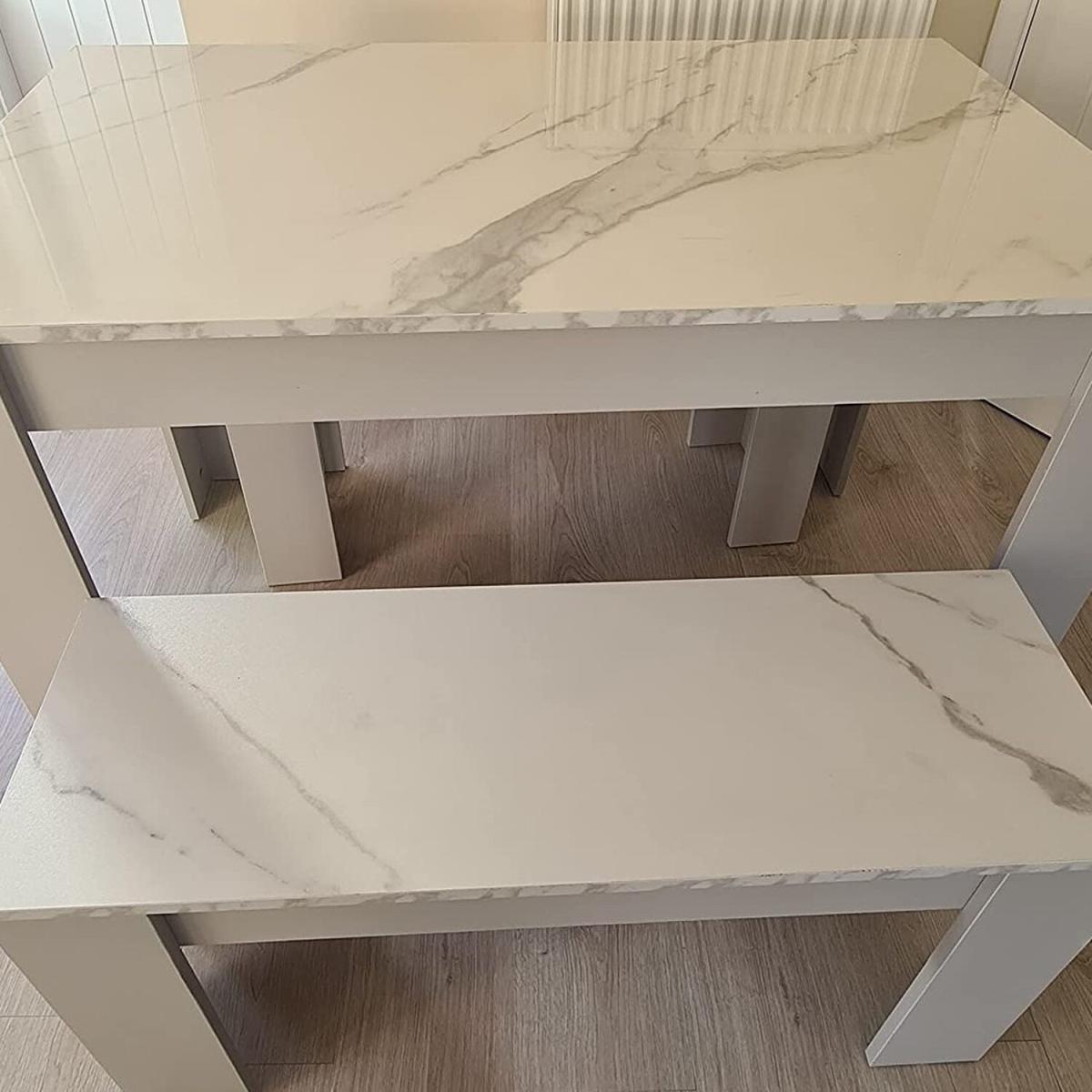 Kosy Koala Marble Effect Dining Table and 2 Benches Set - Marble Effect – image 10