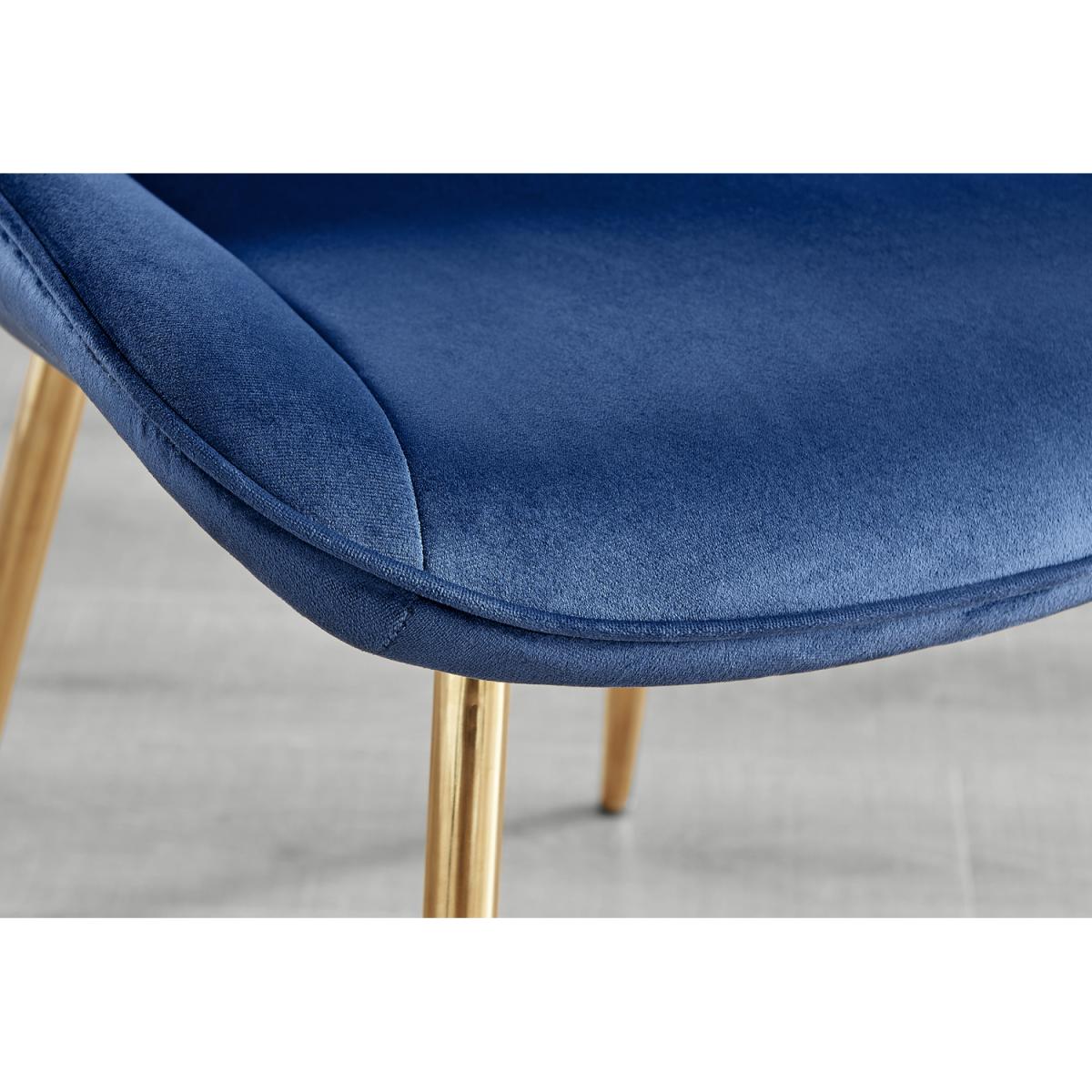 Anders Honey Solid Wood Dining Table 6 Pesaro Gold Leg Chairs - Navy – image 9