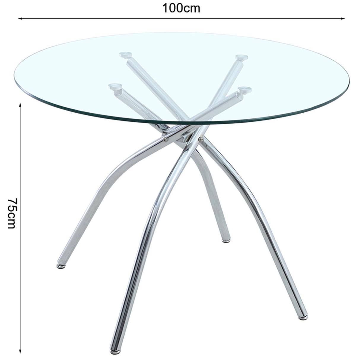 Round Tempered Glass Dining Table Upholstered Chair Set Home Furniture - White / 1 round table, 4 chairs – image 4