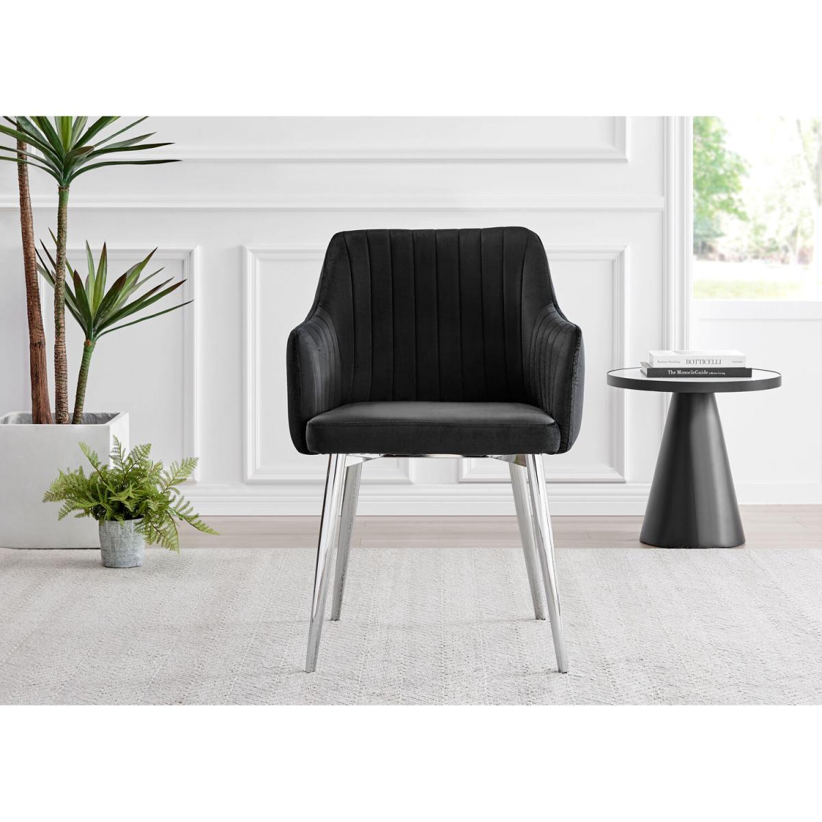 Adley Brown Wood Storage Dining Table and 4 Calla Silver Leg Chairs - Black – image 3