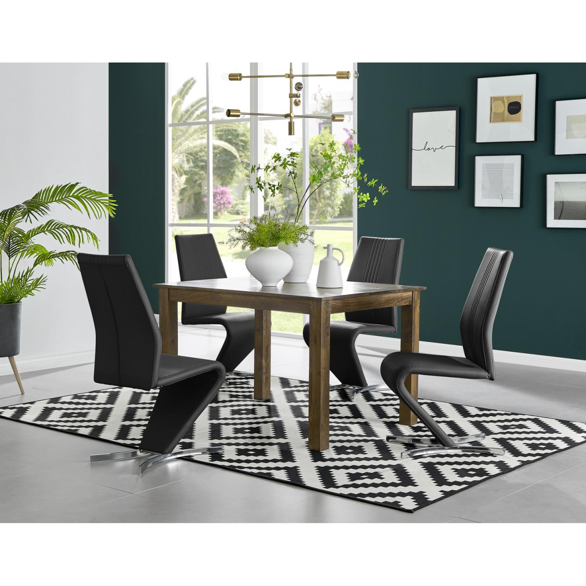 Anders Dark Walnut Wood Dining Table and 4 Willow Chairs - Cappuccino – image 12