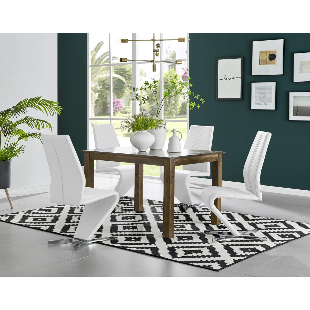 Anders Dark Walnut Wood Dining Table and 4 Willow Chairs - Cappuccino – image 35