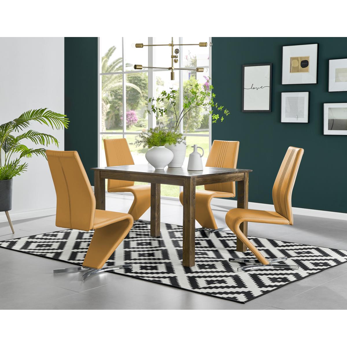 Anders Dark Walnut Wood Dining Table and 4 Willow Chairs - Cappuccino – image 37
