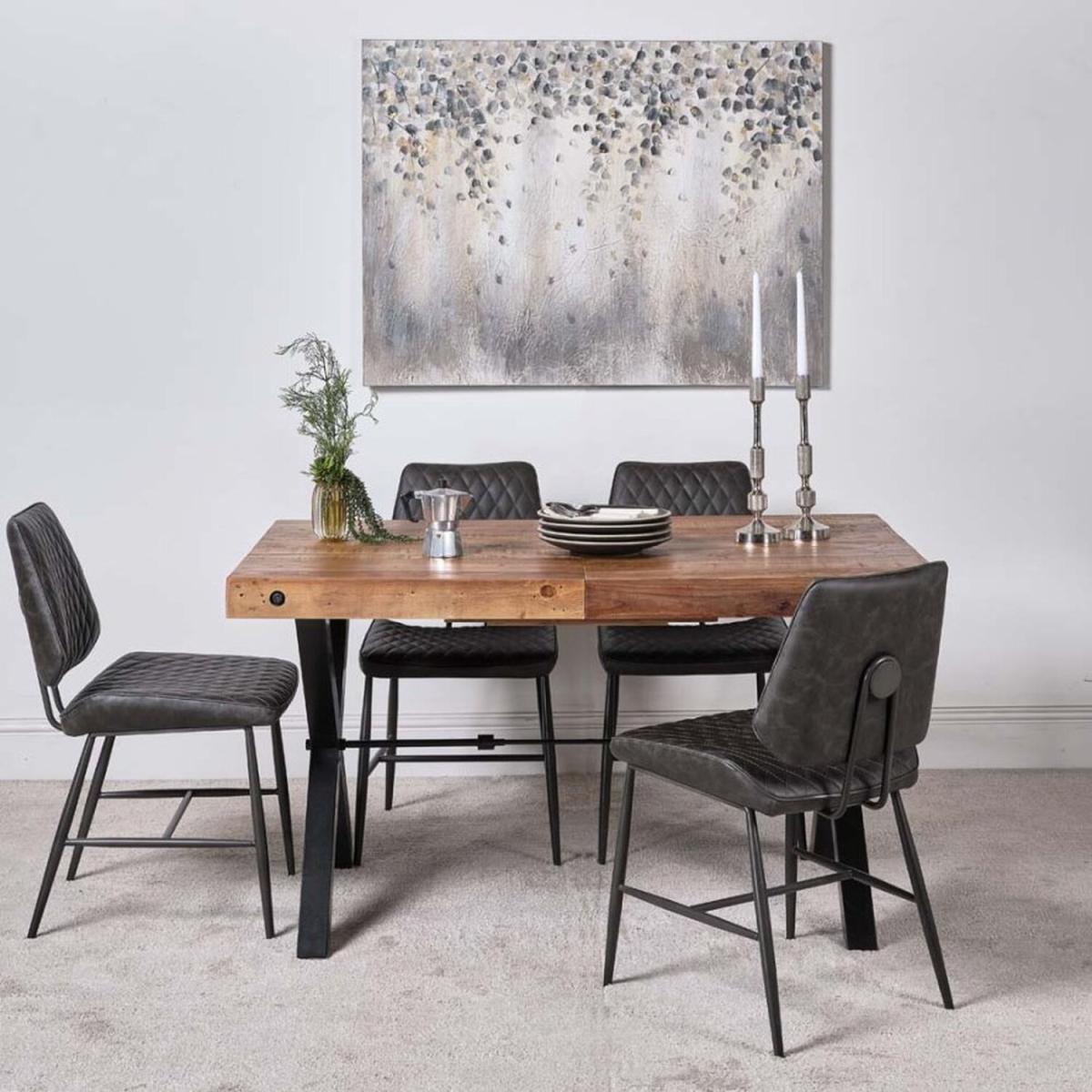 Urban 140-180cm Dining Table 4 Digby Dining Chairs - Grey