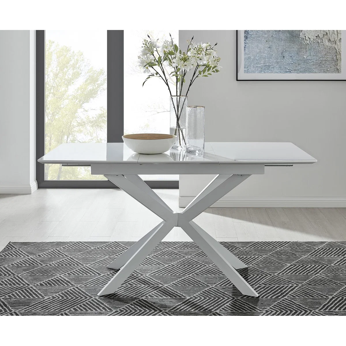 LIRA 100 Extending Dining Table and 4 Pesaro Silver Leg Chairs - Green – image 11