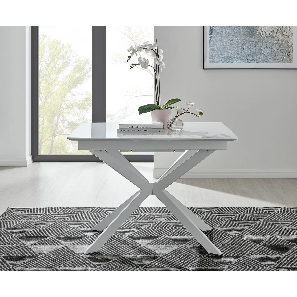 LIRA 100 Extending Dining Table and 4 Pesaro Silver Leg Chairs - Green – image 13