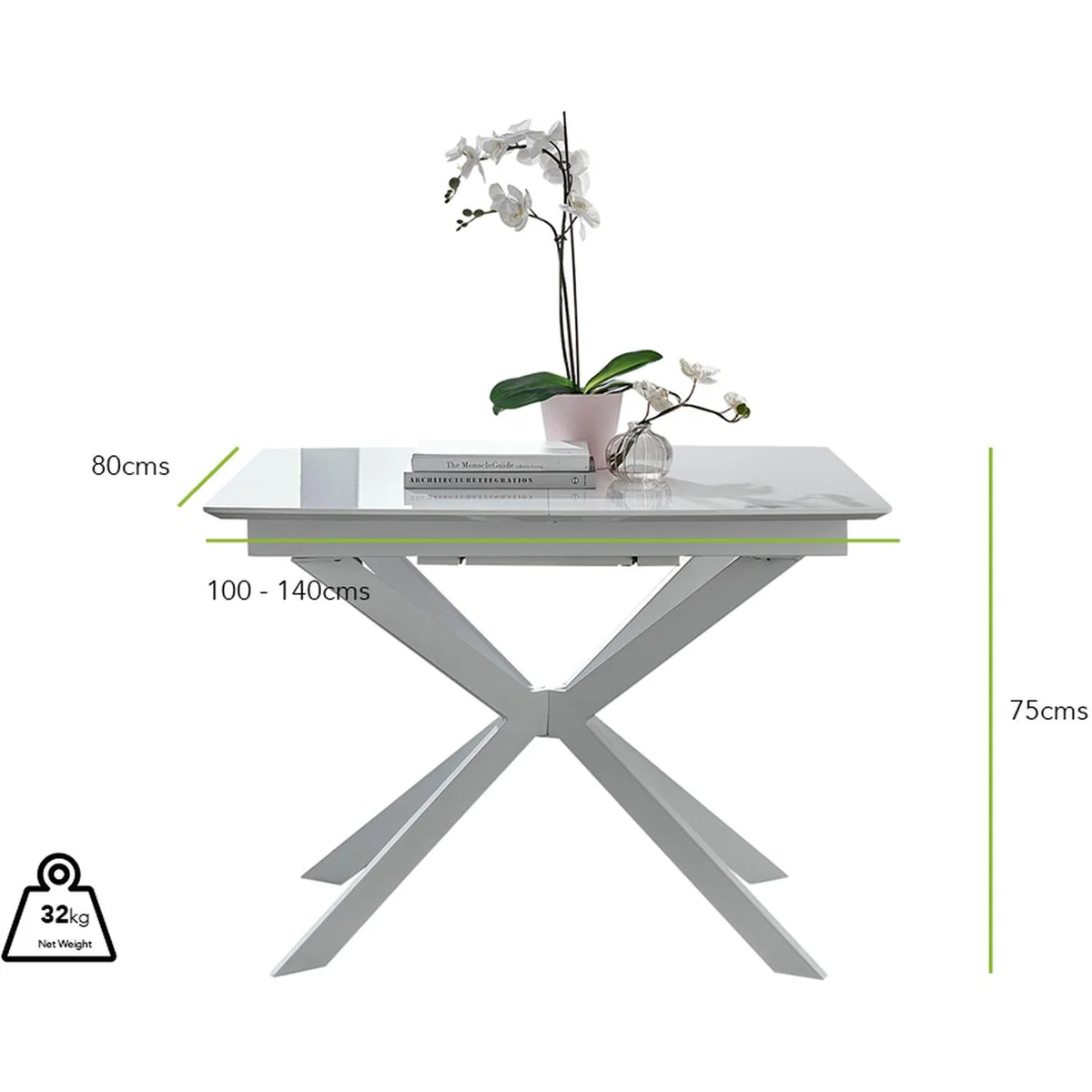 LIRA 100 Extending Dining Table and 4 Pesaro Silver Leg Chairs - Green – image 15