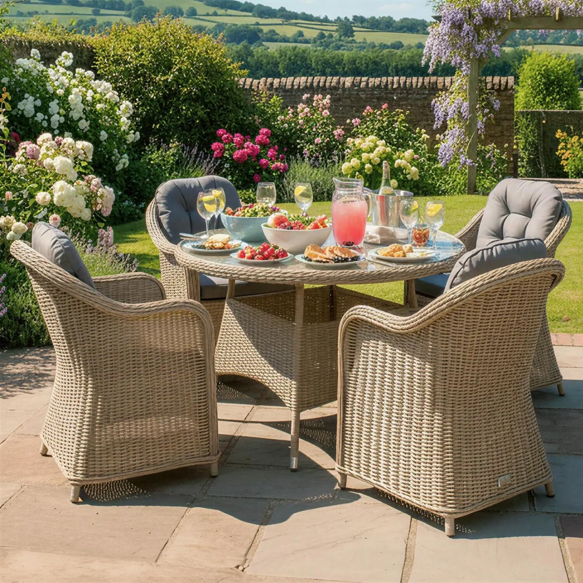 Oseasons Sicilia Rattan 4 Seat Dining Set in Sandy Oak - Sandy Oak – image 4
