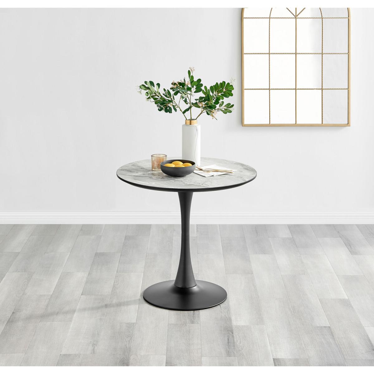 Elina White Marble Effect Round Dining Table and 2 Lorenzo Chairs - Mustard – image 2