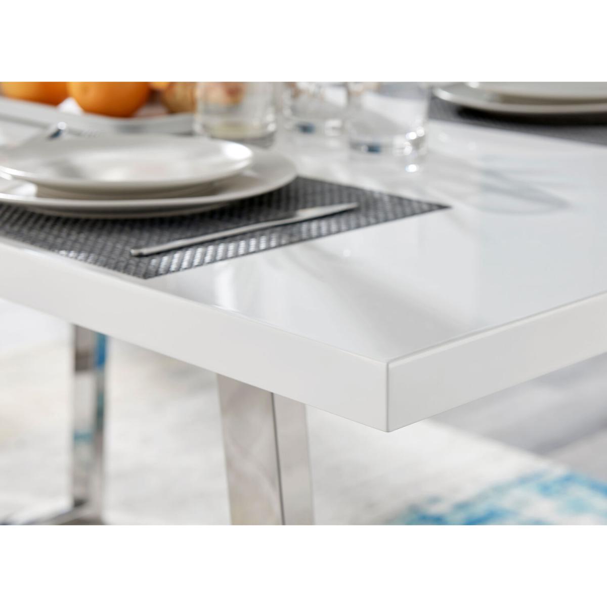 Kylo White High Gloss Dining Table  6 Corona Silver Chairs - Grey – image 10
