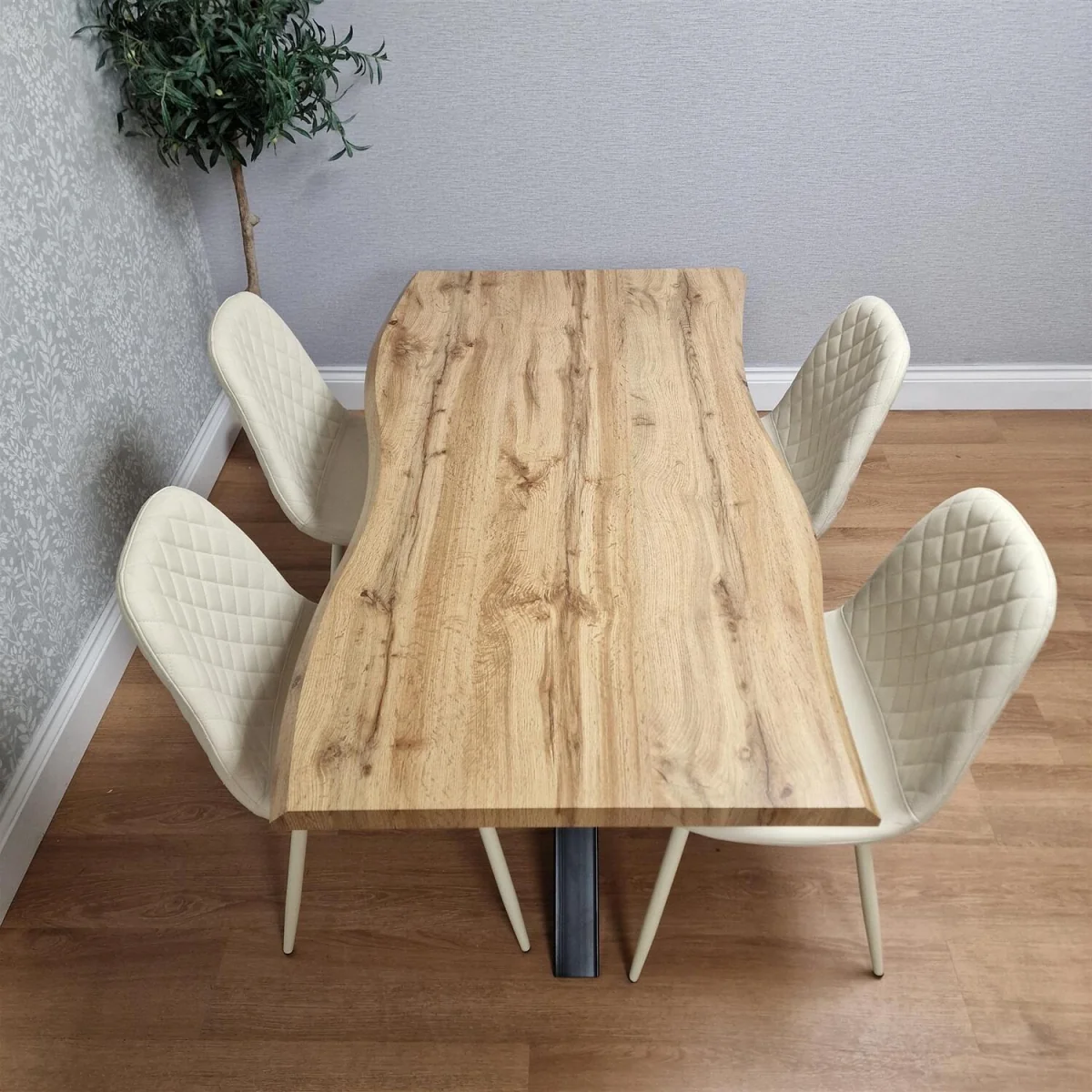 Kosy Koala Dining Table Set with 4 Cream Dining Chairs Modern Kitchen Furniture - Brown – image 2