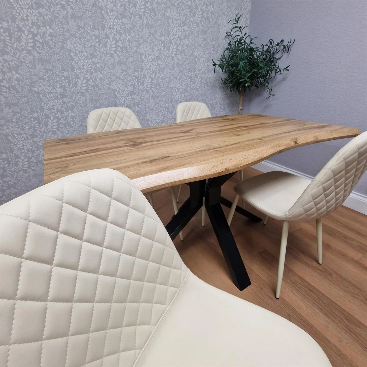 Kosy Koala Dining Table Set with 4 Cream Dining Chairs Modern Kitchen Furniture - Brown – image 3