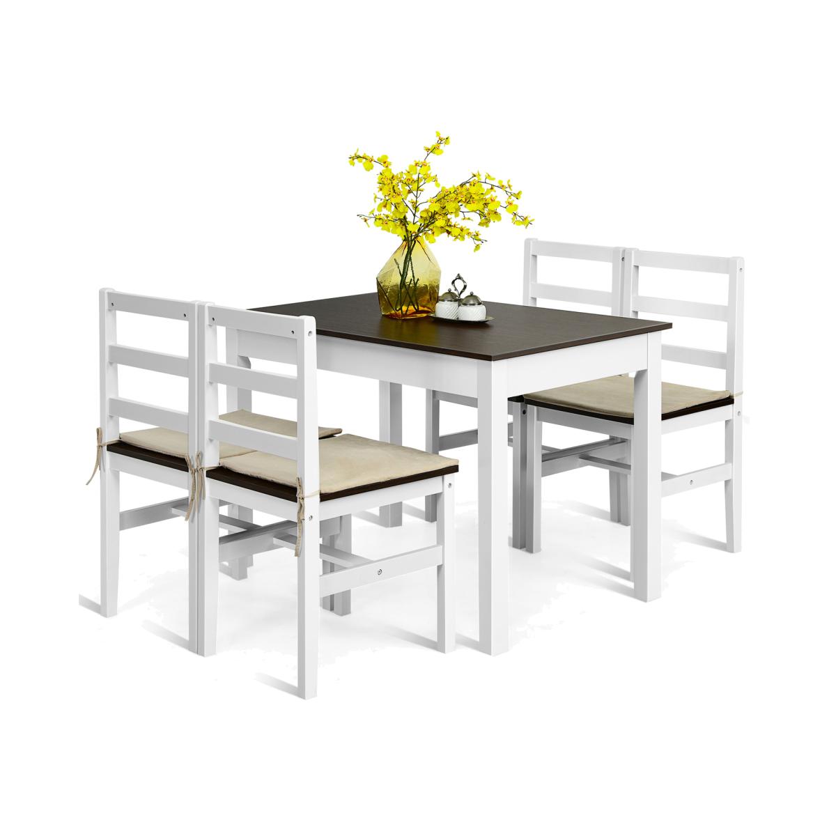 5 Pieces Dining Table Set for 4 - Brown