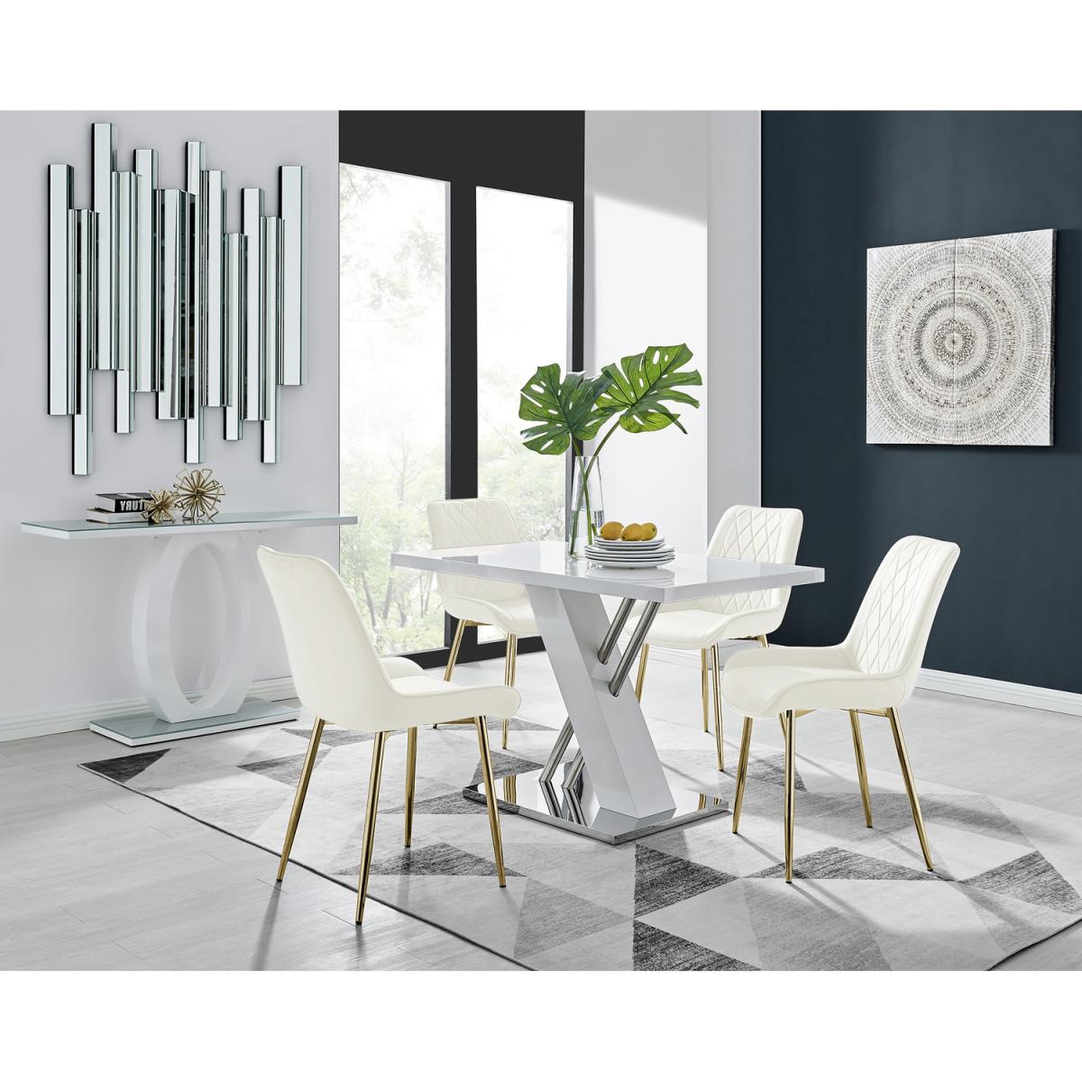 Sorrento 4-Person White Dining Table with 4 Pesaro Gold Leg Chairs - Navy – image 11