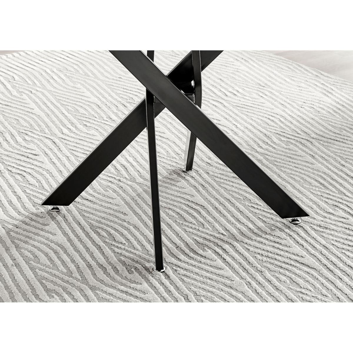 Novara White Marble Effect Black Leg Table 4 Velvet Milan Gold Leg Chairs - Grey – image 11