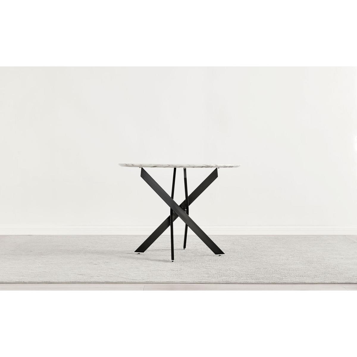 Novara White Marble Effect Black Leg Table 4 Velvet Milan Gold Leg Chairs - Grey – image 12