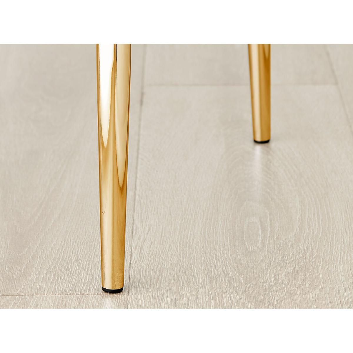 Novara White Marble Effect Black Leg Table 4 Velvet Milan Gold Leg Chairs - Grey – image 4