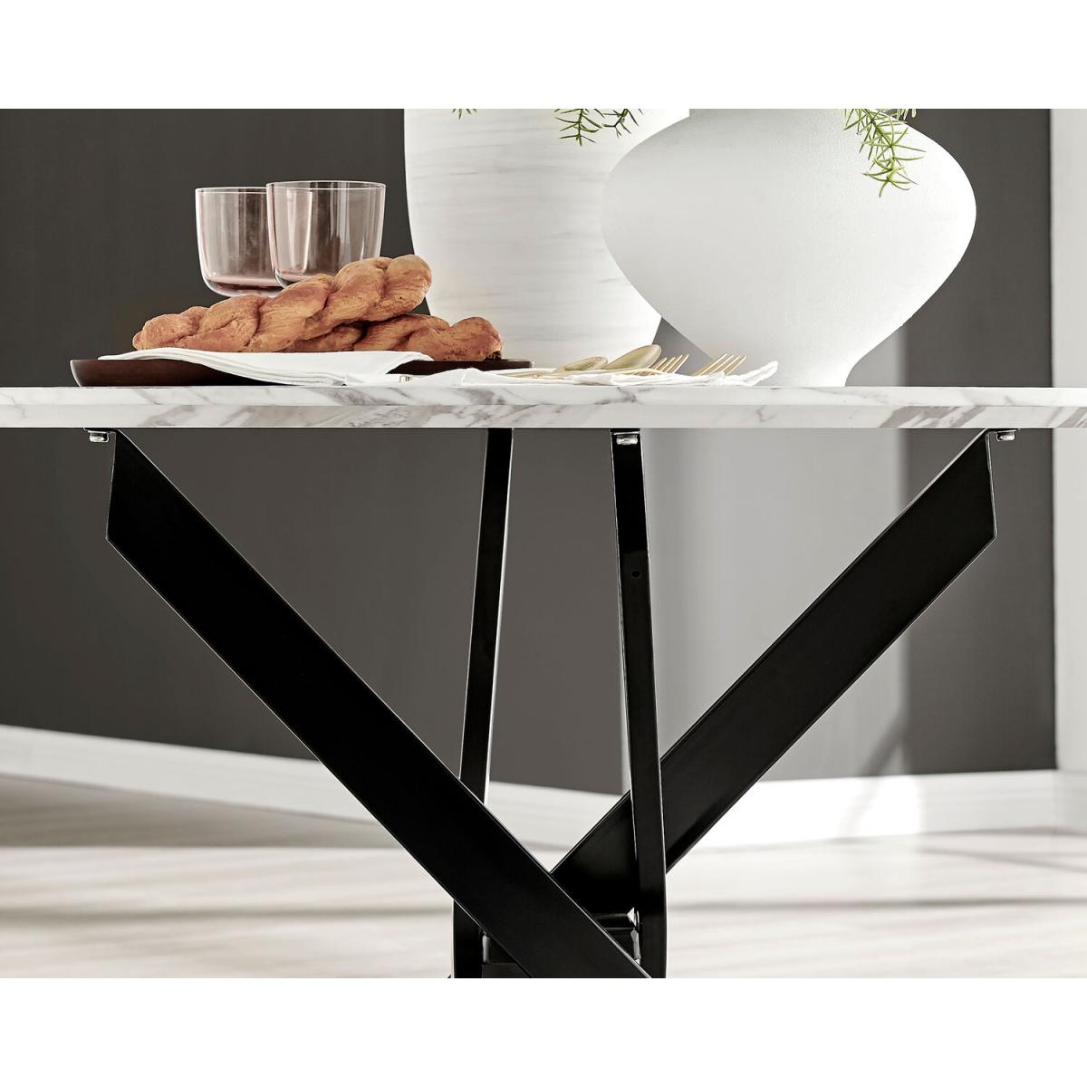 Novara White Marble Effect Black Leg Table 4 Velvet Milan Gold Leg Chairs - Grey – image 10