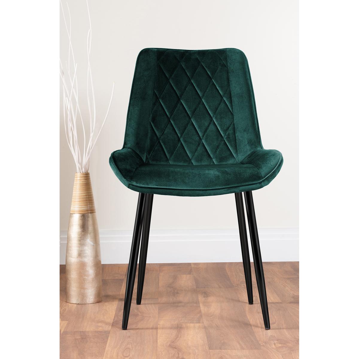 Sorrento 6 White Dining Table  6 Pesaro Black Leg Chairs - Green – image 3