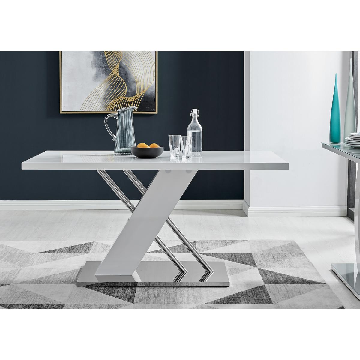 Sorrento 6 White Dining Table  6 Pesaro Black Leg Chairs - Green – image 9