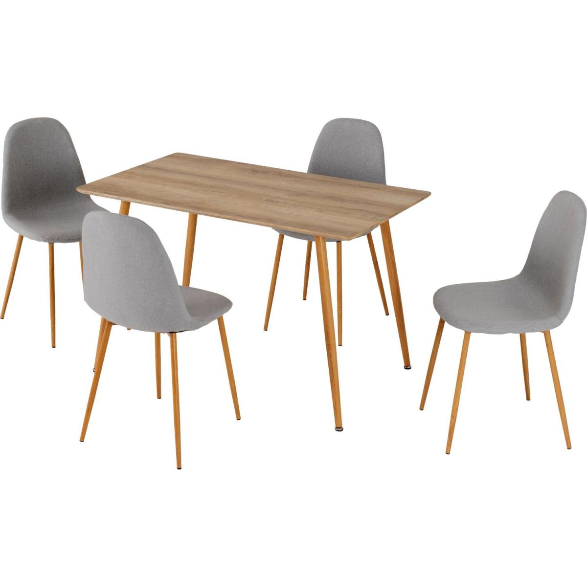 Barley Dining Set - Oak Veneer and Grey Fabric – image 6