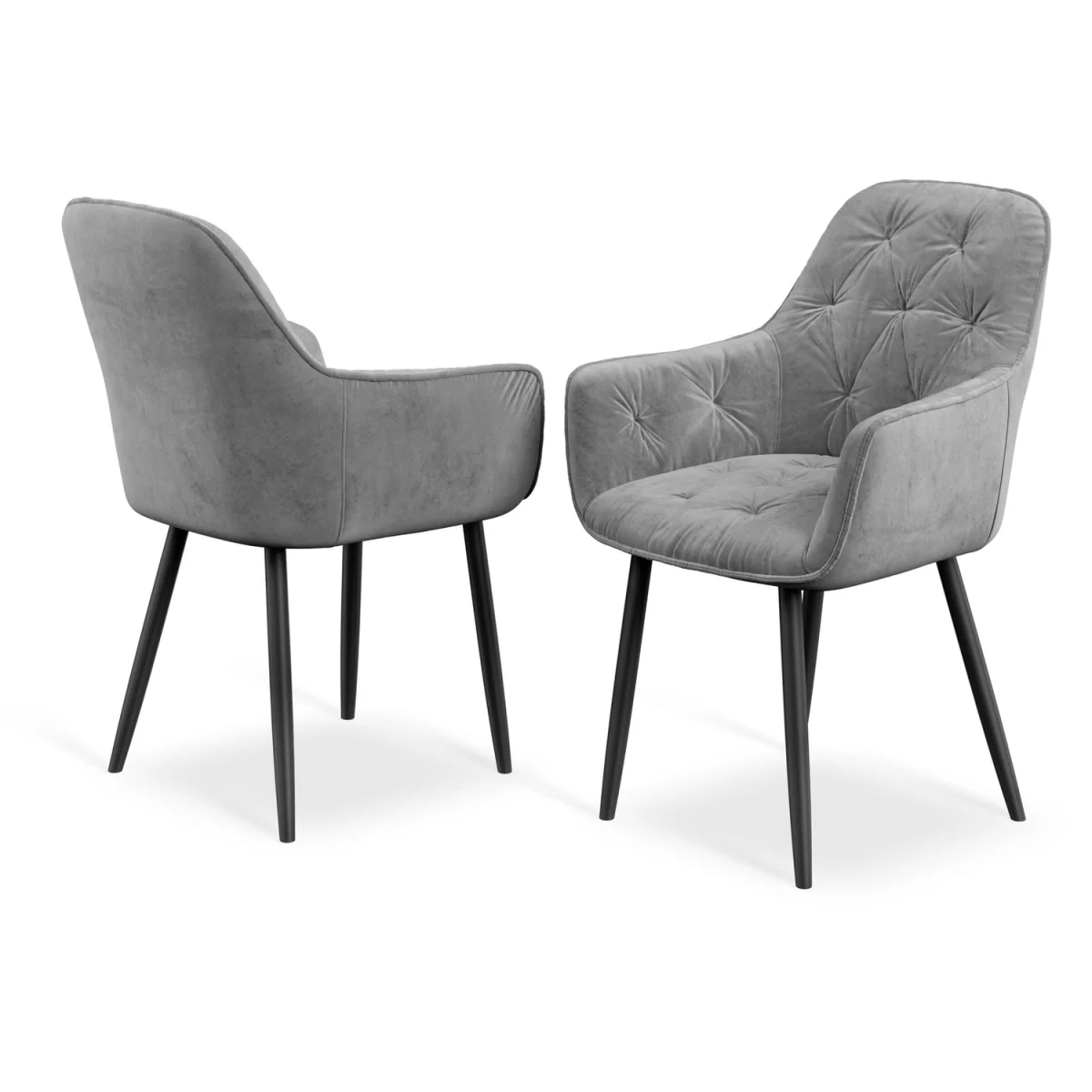 Calne Calcutta Gold Table W Blk Leg+Anika Velvet Dining Chair Set Of 4 - Grey – image 5