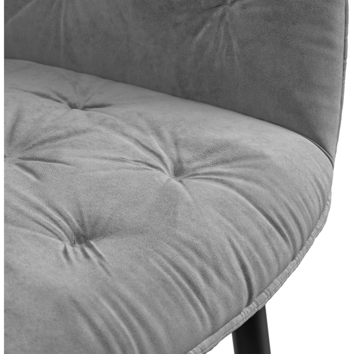 Calne Calcutta Gold Table W Blk Leg+Anika Velvet Dining Chair Set Of 4 - Grey – image 6