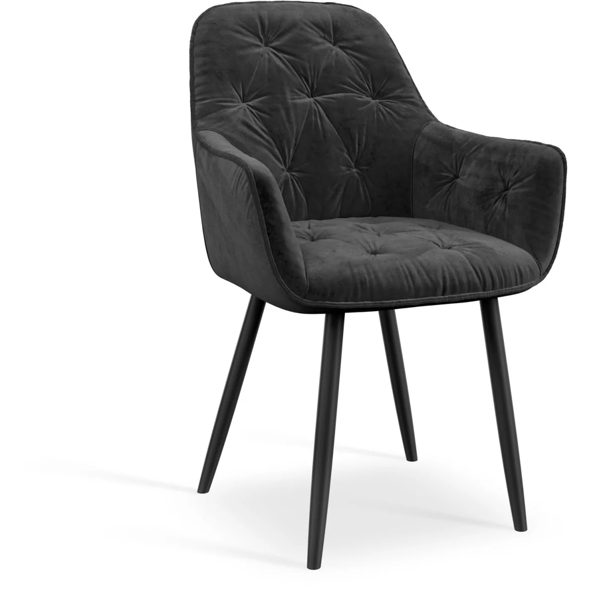 Calne Calcutta Gold Table W Blk Leg+Anika Velvet Dining Chair Set Of 4 - Grey – image 9