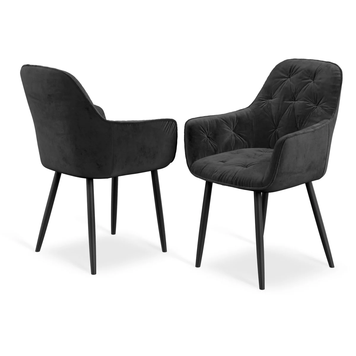 Calne Calcutta Gold Table W Blk Leg+Anika Velvet Dining Chair Set Of 4 - Grey – image 10