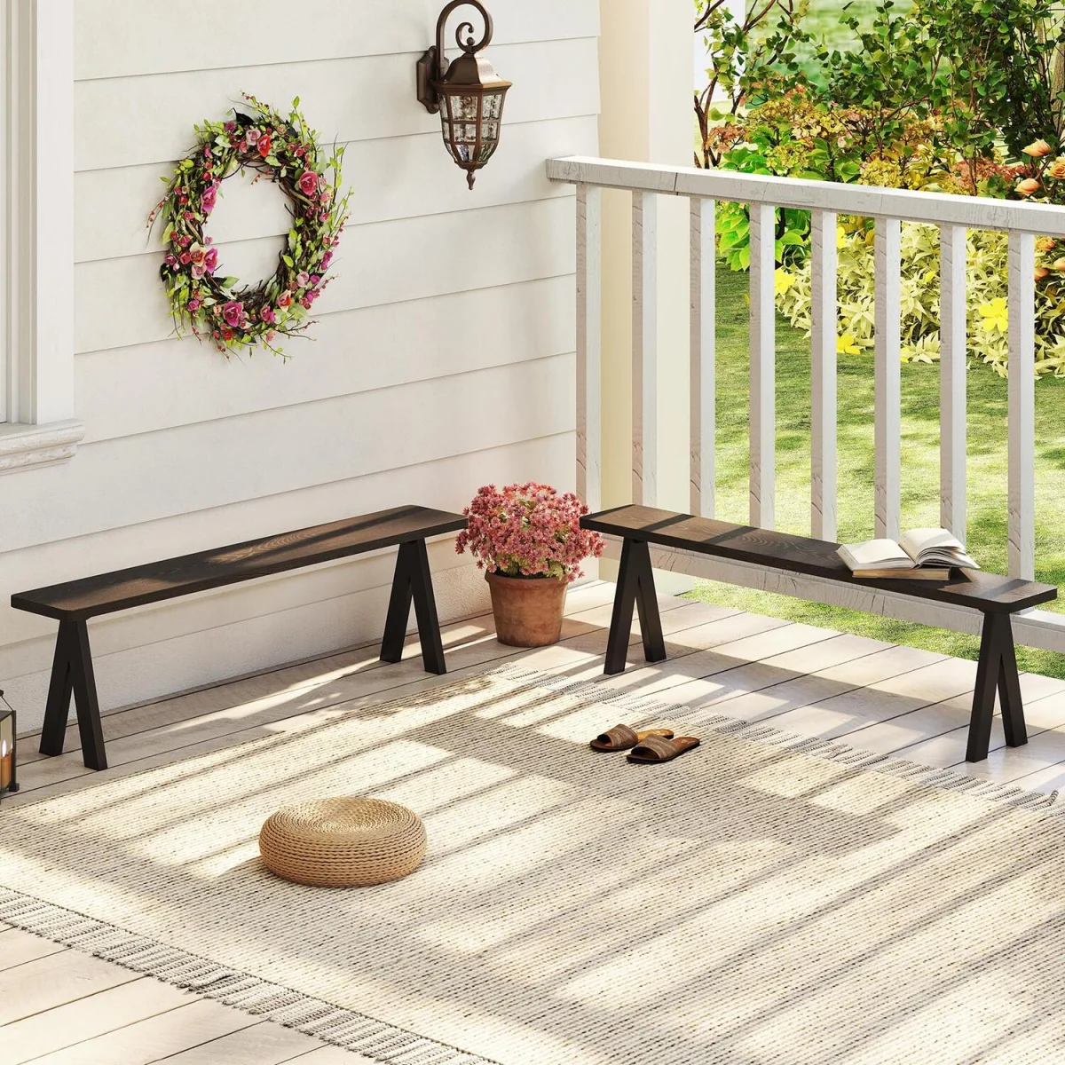Costway Rectangle Rustproof Patio Furniture Table - Brown – image 5