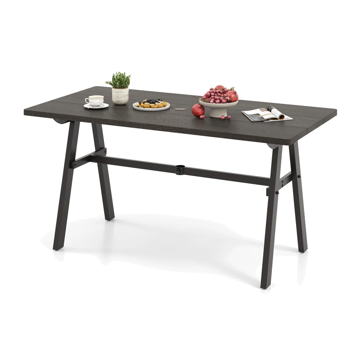 Costway Rectangle Rustproof Patio Furniture Table - Brown – image 1