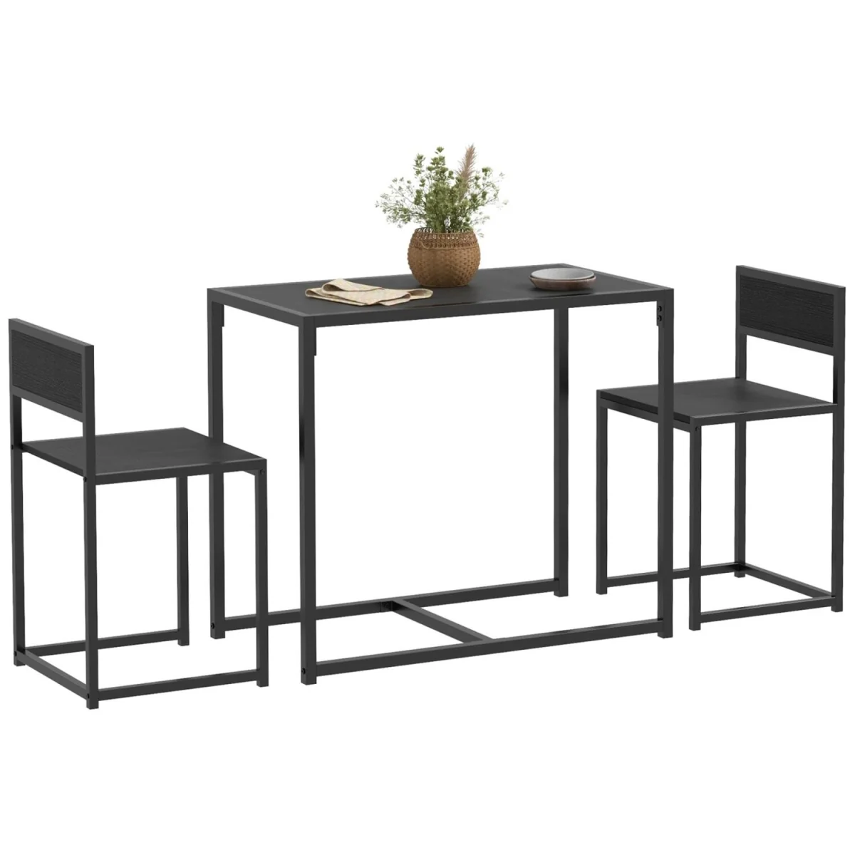 Gafetti Compact 3-Piece Metal and Wood Dining Set - Black – image 3