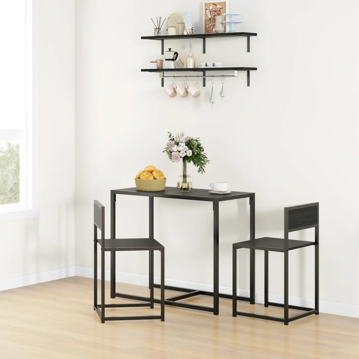 Gafetti Compact 3-Piece Metal and Wood Dining Set - Black – image 4