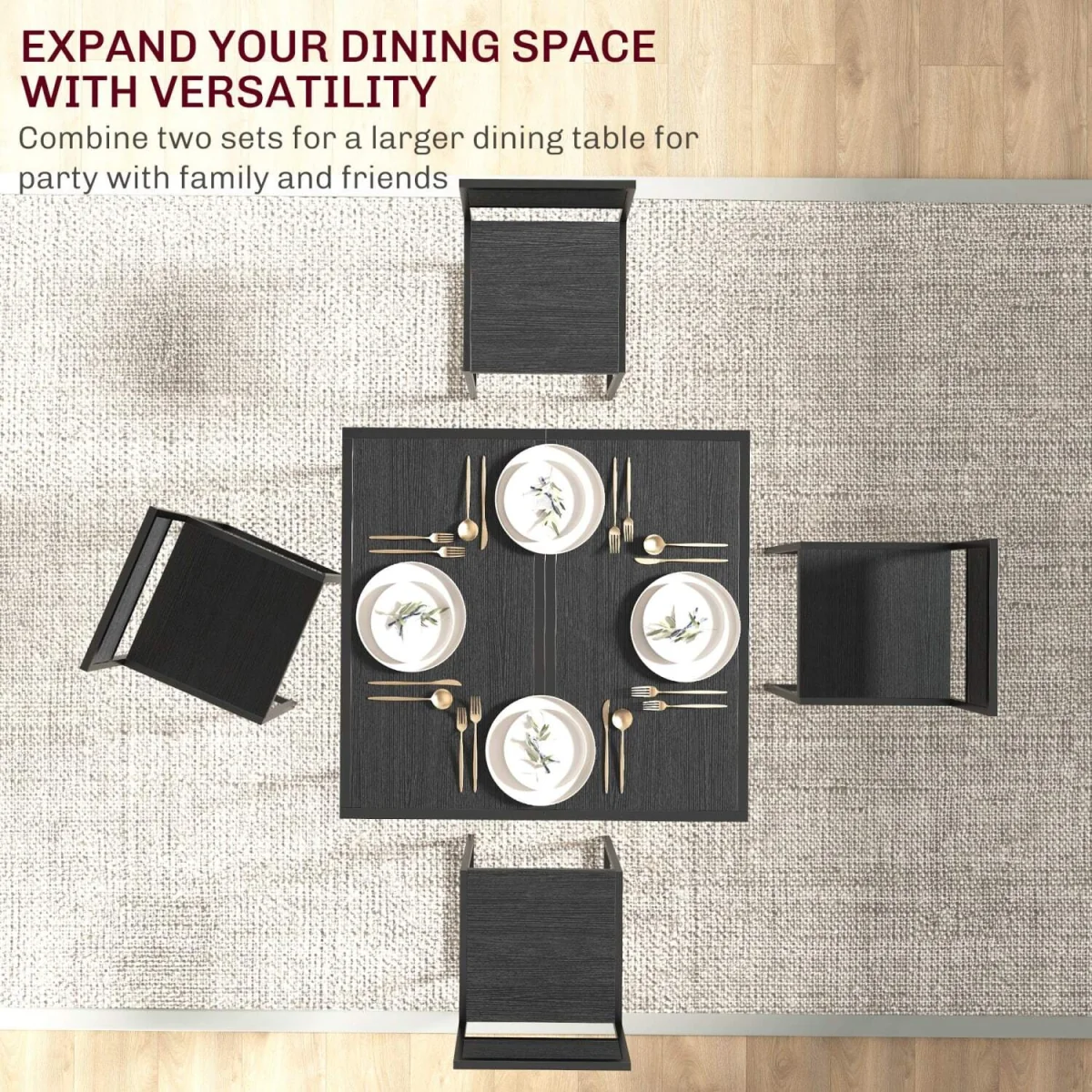 Gafetti Compact 3-Piece Metal and Wood Dining Set - Black – image 8