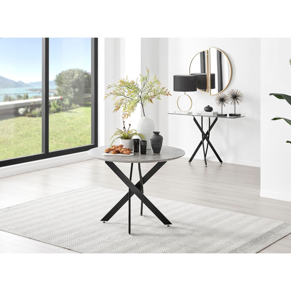Novara Grey Concrete Black Leg Dining Table  4 Calla Black Leg Chairs - Green – image 7