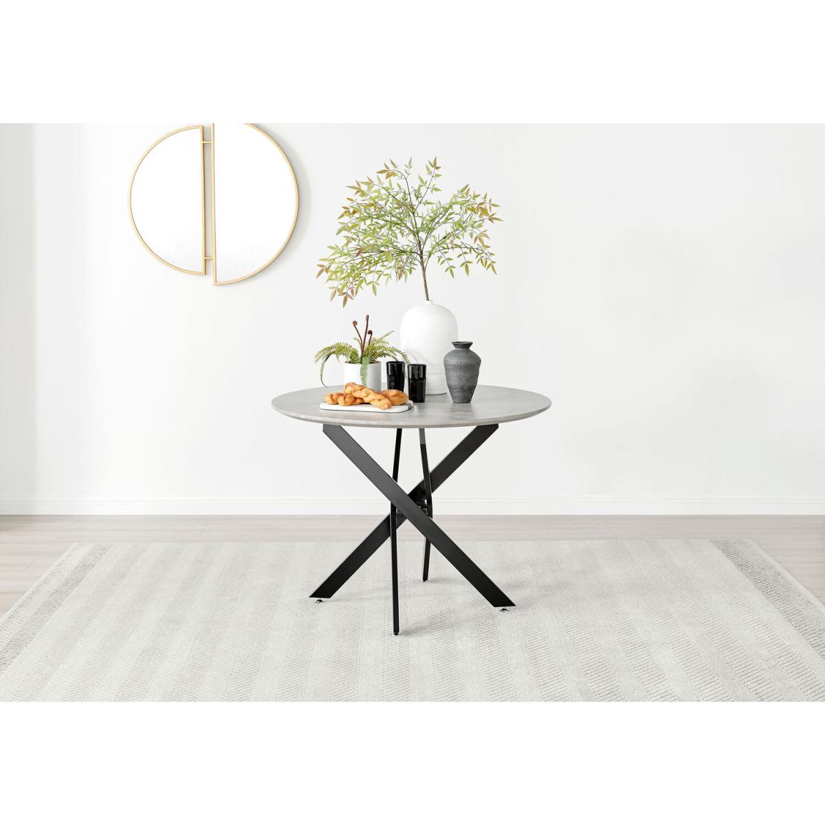 Novara Grey Concrete Black Leg Dining Table  4 Calla Black Leg Chairs - Green – image 8