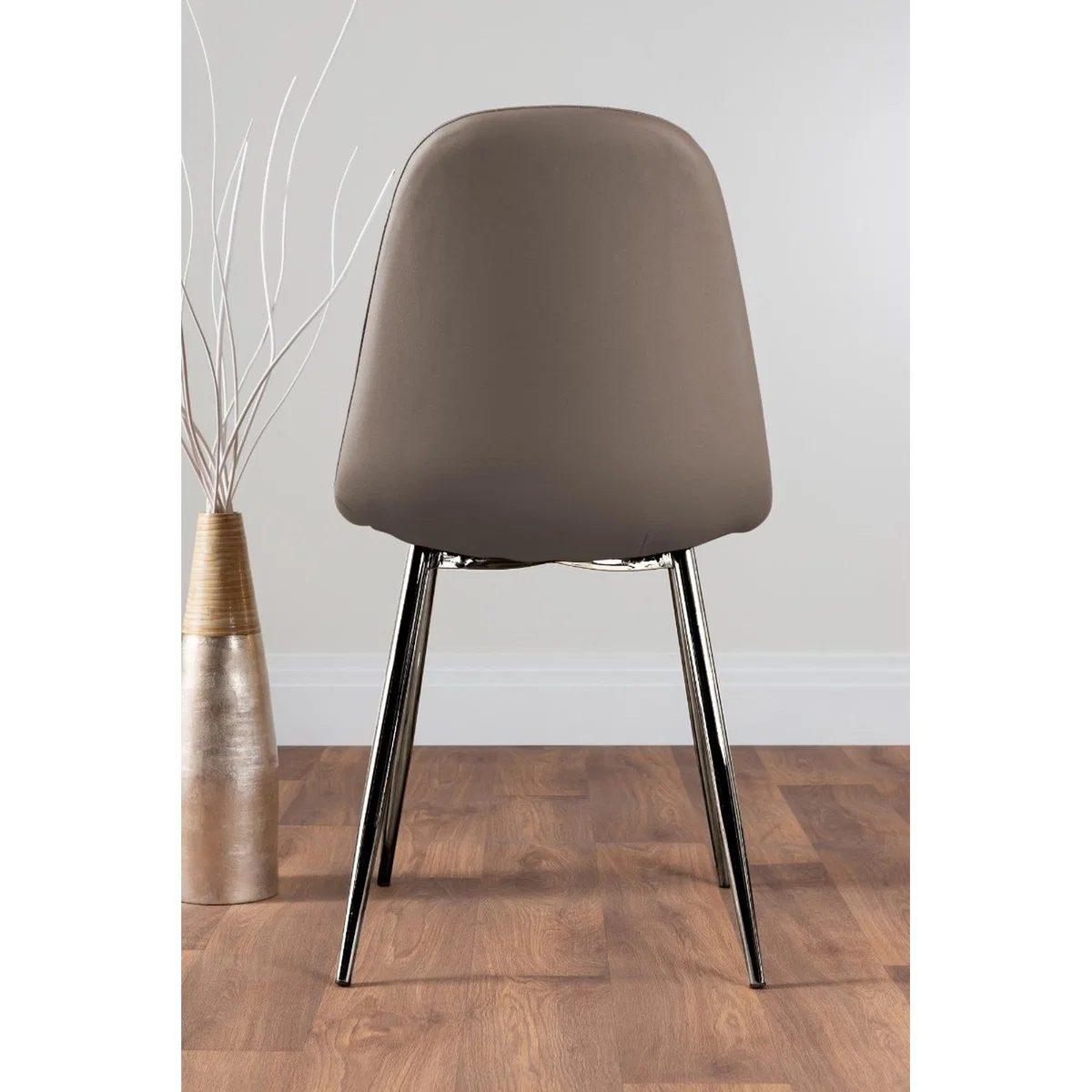 Giovani Grey White High Gloss 100cm Round Dining Table  4 Corona Silver Chairs - Yellow – image 8