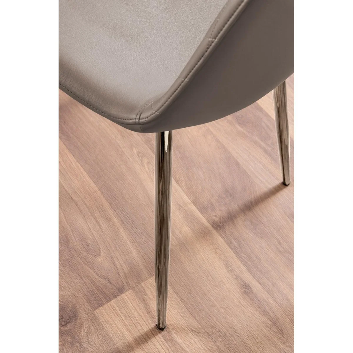 Giovani Grey White High Gloss 100cm Round Dining Table  4 Corona Silver Chairs - Yellow – image 9