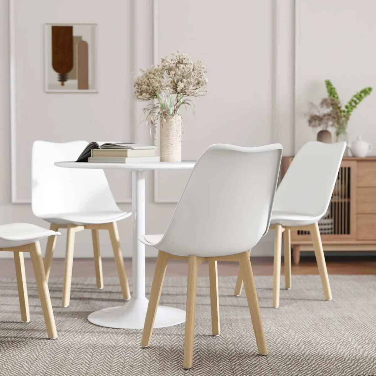 Vala 5-Piece White Modern Dining Table and Chair Set – image 2