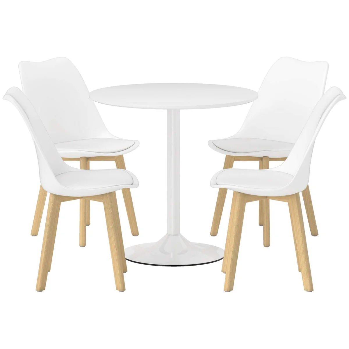 Vala 5-Piece White Modern Dining Table and Chair Set – image 3