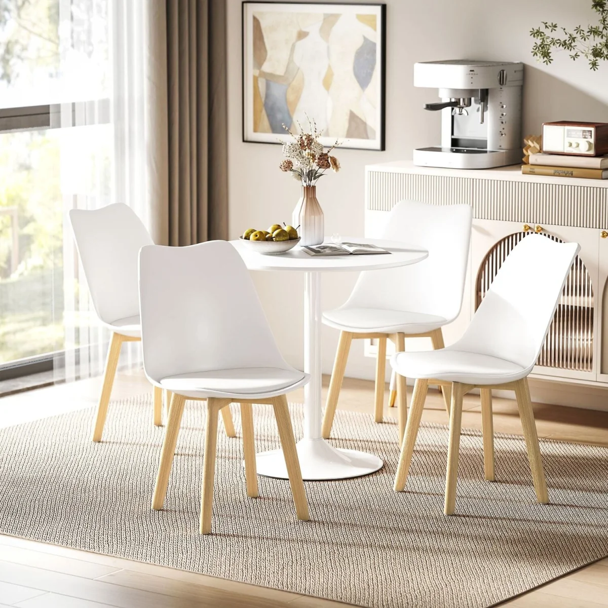 Vala 5-Piece White Modern Dining Table and Chair Set – image 4