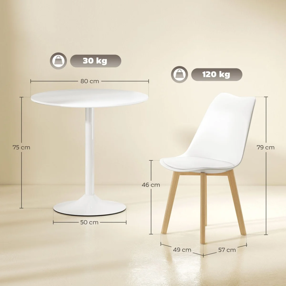 Vala 5-Piece White Modern Dining Table and Chair Set – image 5