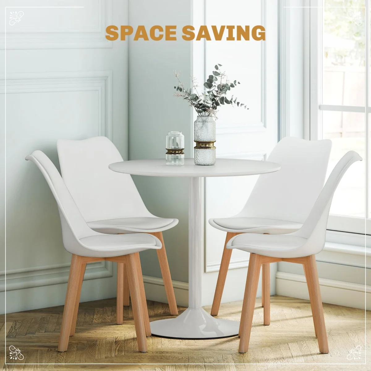 Vala 5-Piece White Modern Dining Table and Chair Set – image 7