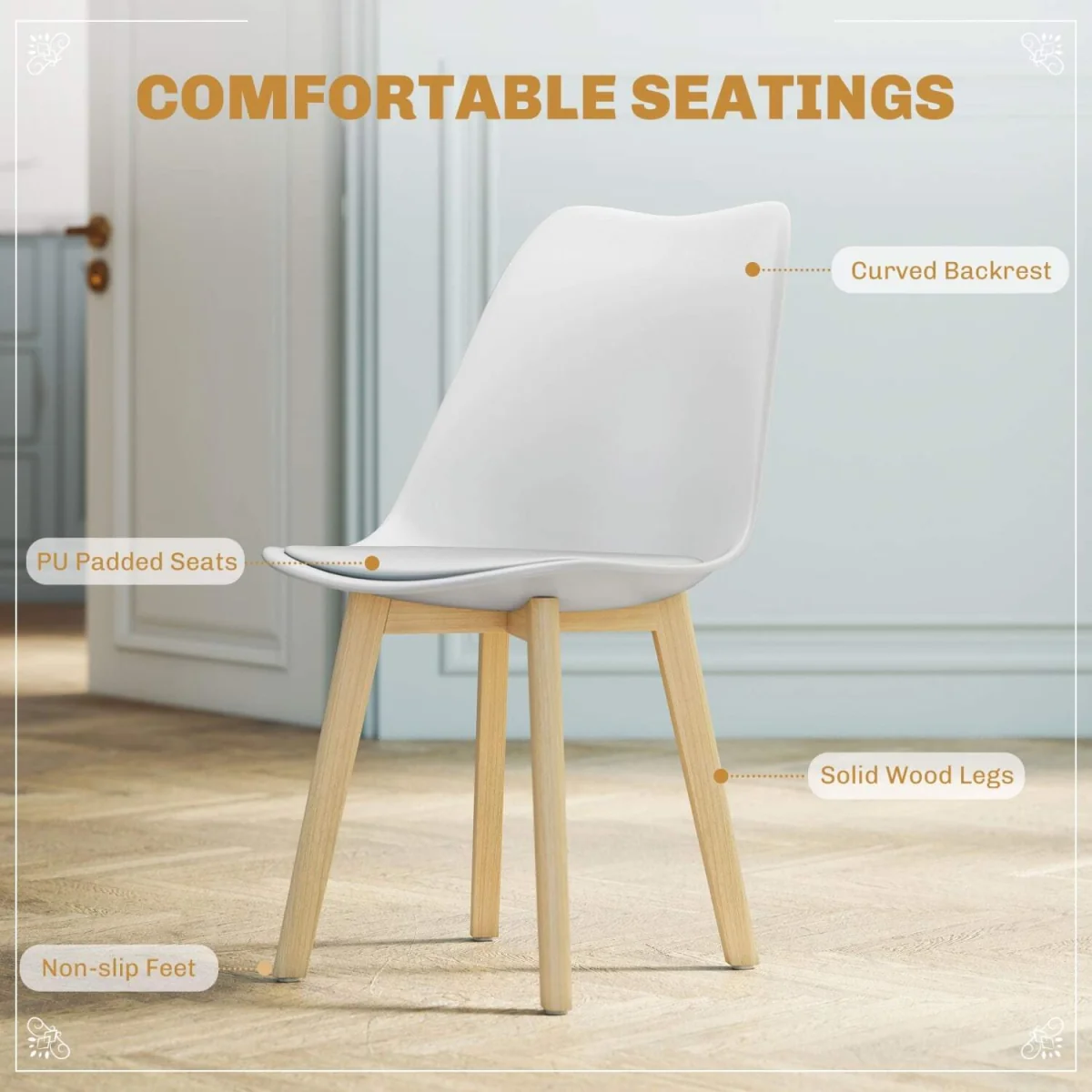 Vala 5-Piece White Modern Dining Table and Chair Set – image 9