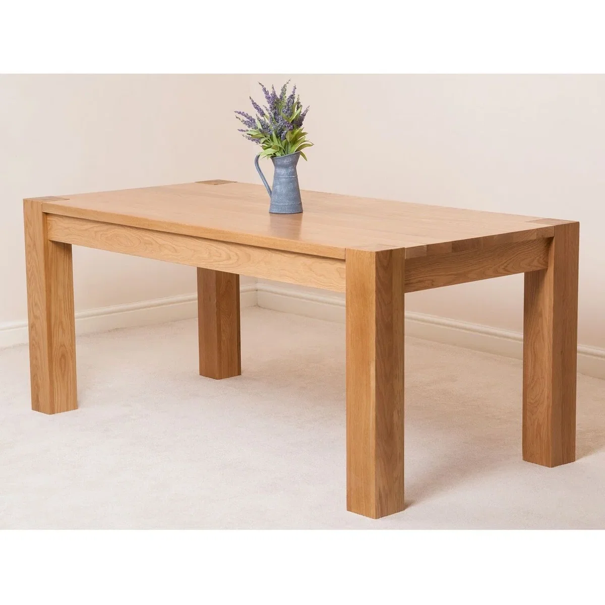 Kuba 180 x 90 cm Chunky Oak Dining Table and 6 Lola Leather Chairs - Red – image 8