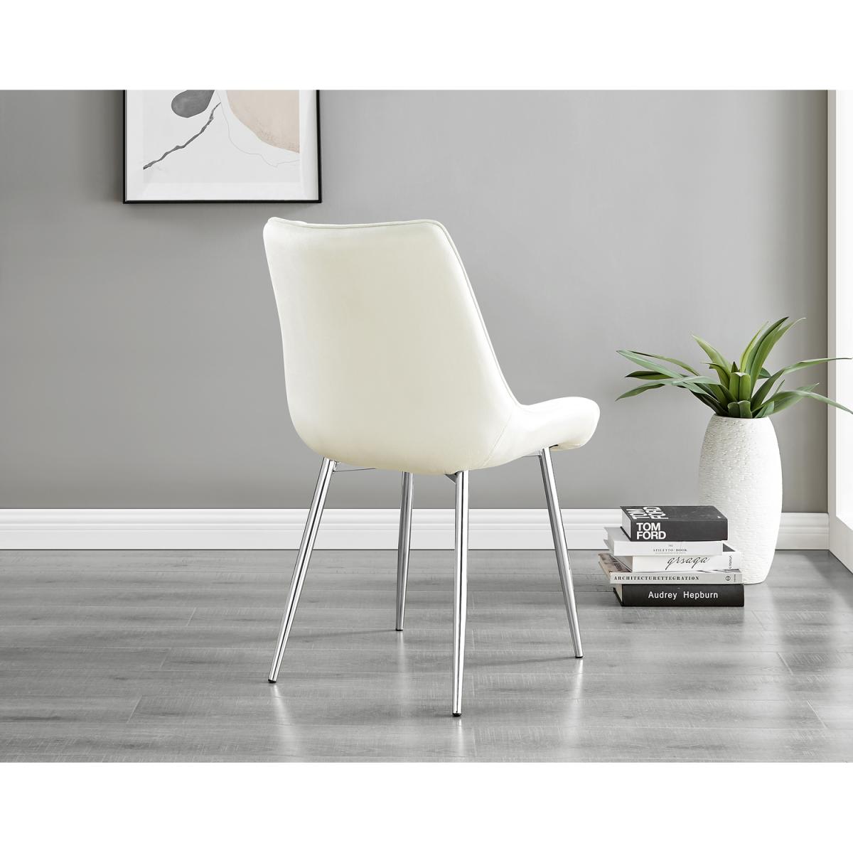 Renato 120cm High Gloss Extending Dining Table and 6 Pesaro Silver Leg Chairs - Blue – image 16