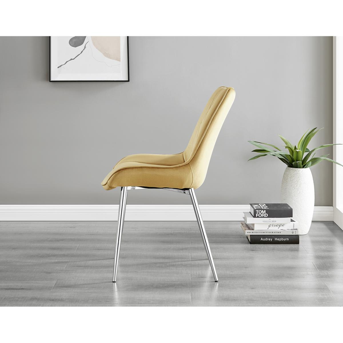 Renato 120cm High Gloss Extending Dining Table and 6 Pesaro Silver Leg Chairs - Blue – image 24
