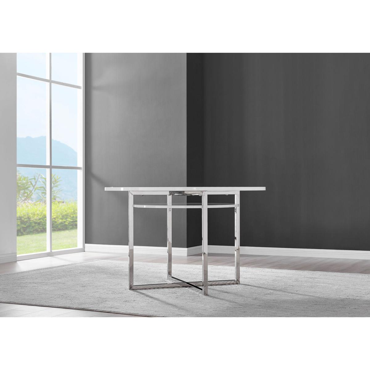 Adley White High Gloss Storage Dining Table and 4 Arlon Gold Leg Chairs - Grey – image 14
