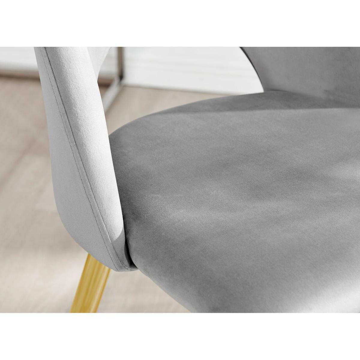Adley White High Gloss Storage Dining Table and 4 Arlon Gold Leg Chairs - Grey – image 5